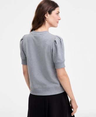 Women's Puff-Sleeve French Terry Sweatshirt, Macy's Exclusive