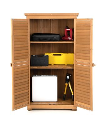 Outdoor Fir Wood Storage Shed Garden Tool Cabinet Locker Tall Vertical Organizer