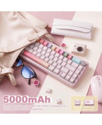 B68 Wireless Mechanical Keyboard,Tri-Mode BT5.0/2.4GHz/USB-C Hot Swappable Creamy Typing Gasket Mounted for Win/Mac (Milk V2 Switch)