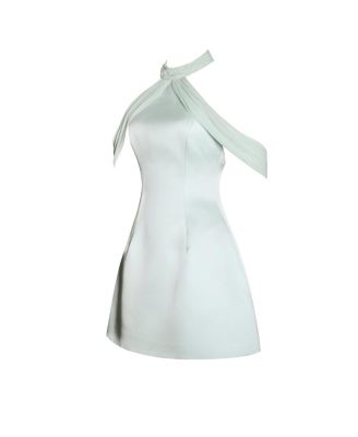 Women's Zafrina Light Cyan Halter Off-shoulder Backless Mini Dress