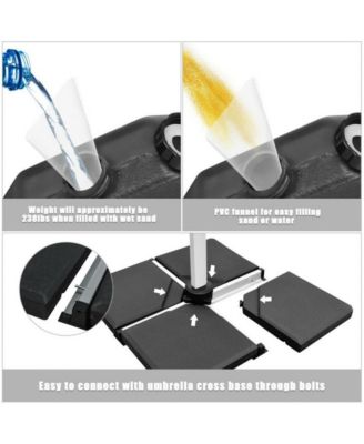 4 Pieces Square Fillable Patio Umbrella Base Set with Handle and Funnel