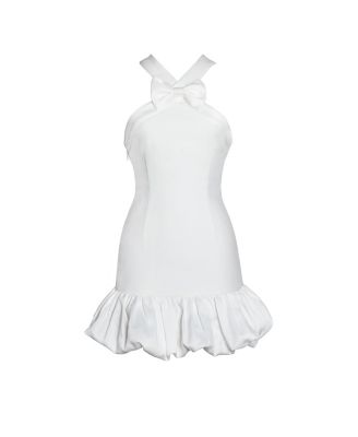 Women's Barbra White Cross Straps Bodycon Mini Dress with Bubble Hem