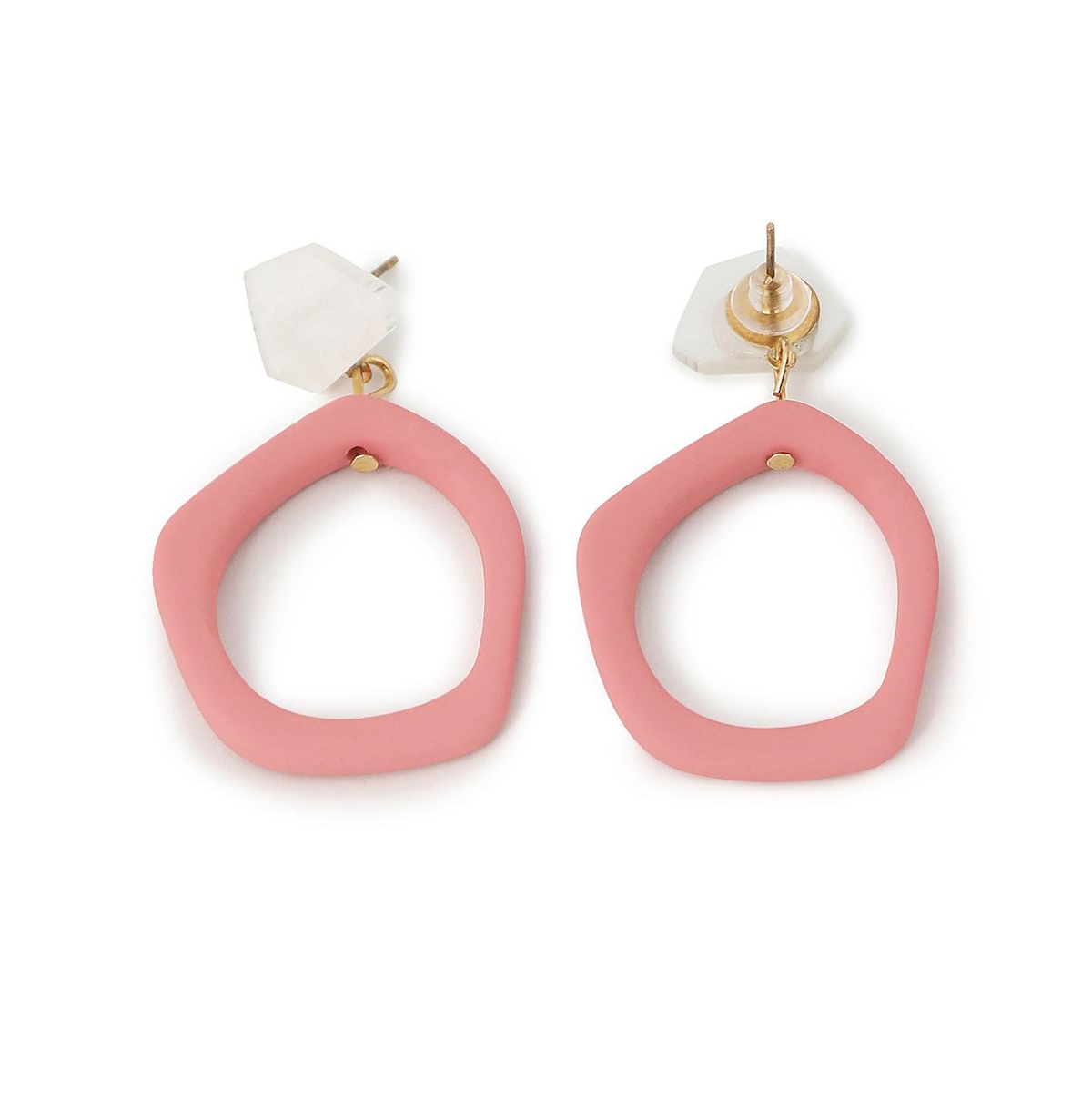 Sohi Women's Pink Pastel Circular Drop Earrings In Pink