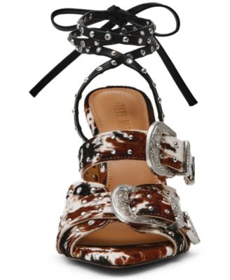 Women's Saddle-H Western Buckled High-Heel Dress Sandals