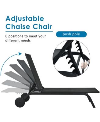 Outdoor Lounge Chair Chaise Reclining Aluminum Fabric Adjustable