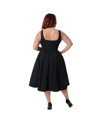 Plus Size Square Neck Pleated Swing Dress