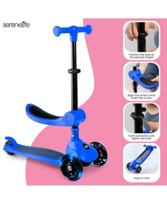 3-Wheel Foldable Kids Scooter - Child Toy Scooter with Built-in LED Wheel Lights, Foldable Seat, and Easy Maneuvering Lean-to-Steer