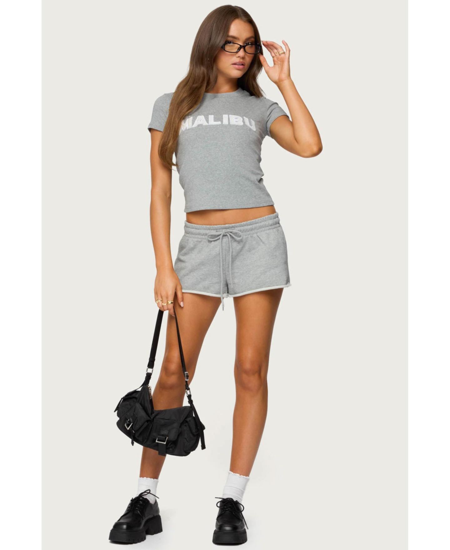 Женские шорты Edikted Pacific Coast French Terry Sweat Shorts, цвет: Серый меланжевый — фото 5