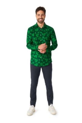 Men's St. Pats Green - Button Down Shirt for Men for St. Patrick's Day - Long sleeve