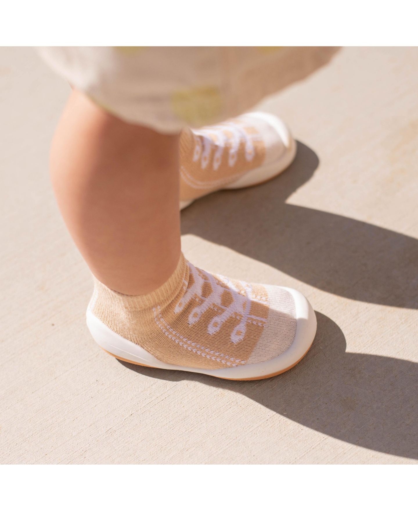 Кроссовки Komuello First Walk Sock Shoes Sneakers - Beige для малышей — фото 7