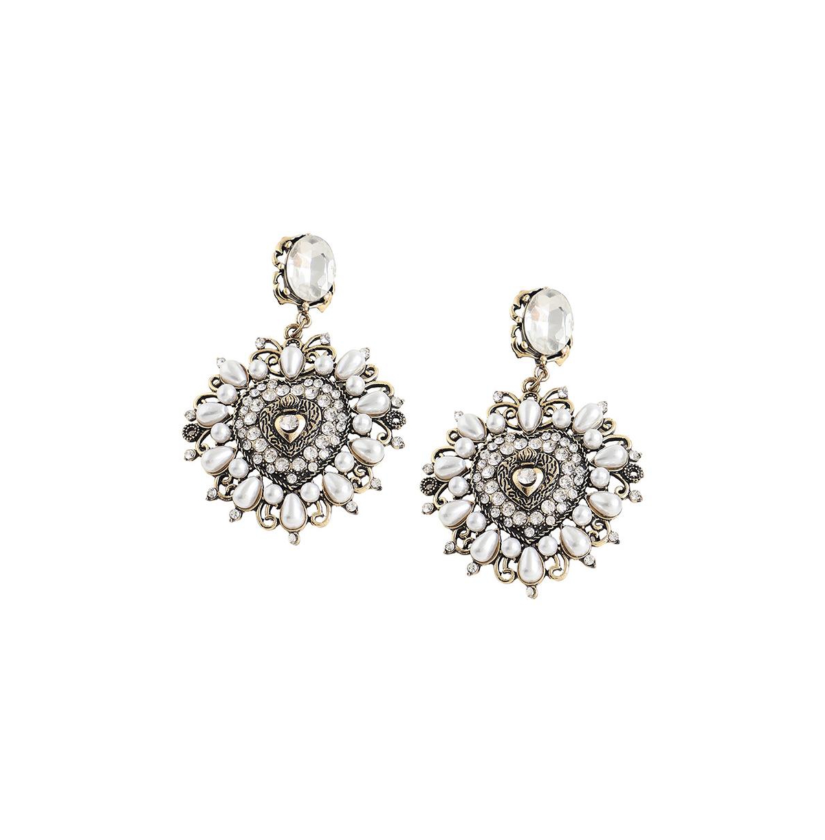 Sohi Women's White Regal Drop Earrings