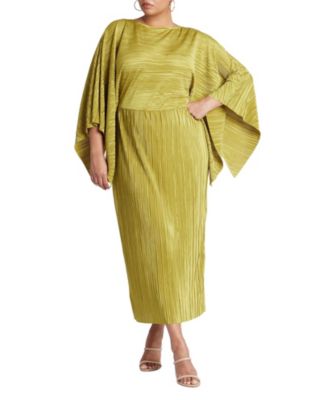 Women's Plus Size Cape Effect Plisse Dress
