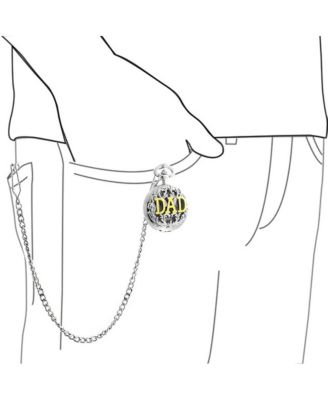  Open Face Two Tone Daddy Father Gift Word DAD Pocket Watch Gold Silver Plated Finish With Long Pocket Chain