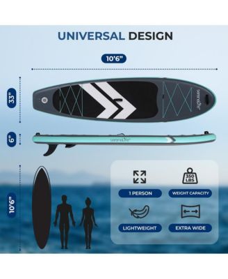Inflatable Stand-Up Paddle-Board with Double-Action Hand Pump, 3-Piece Aluminum Paddle, Leash, Removable Fin + 2 Side Fins