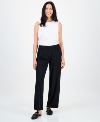 JM Collection - Women's Textured Knit Pull-On Pants
