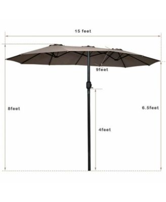 15 Feet Double-Sided Outdoor Patio Umbrella with Crank without Base