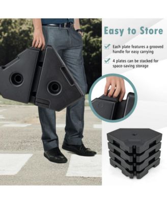 4 Pieces Patio Cantilever Offset Umbrella Weights Base Plate Set