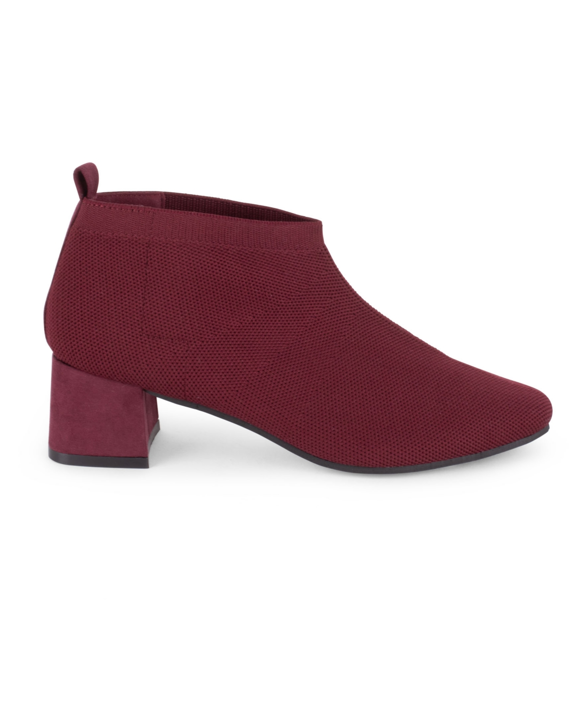 Tahari Corniche Block Heel Knit Bootie In Burgundy