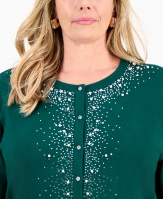 Plus Size Embellished Button-Front Cardigan, Macy's Exclusive