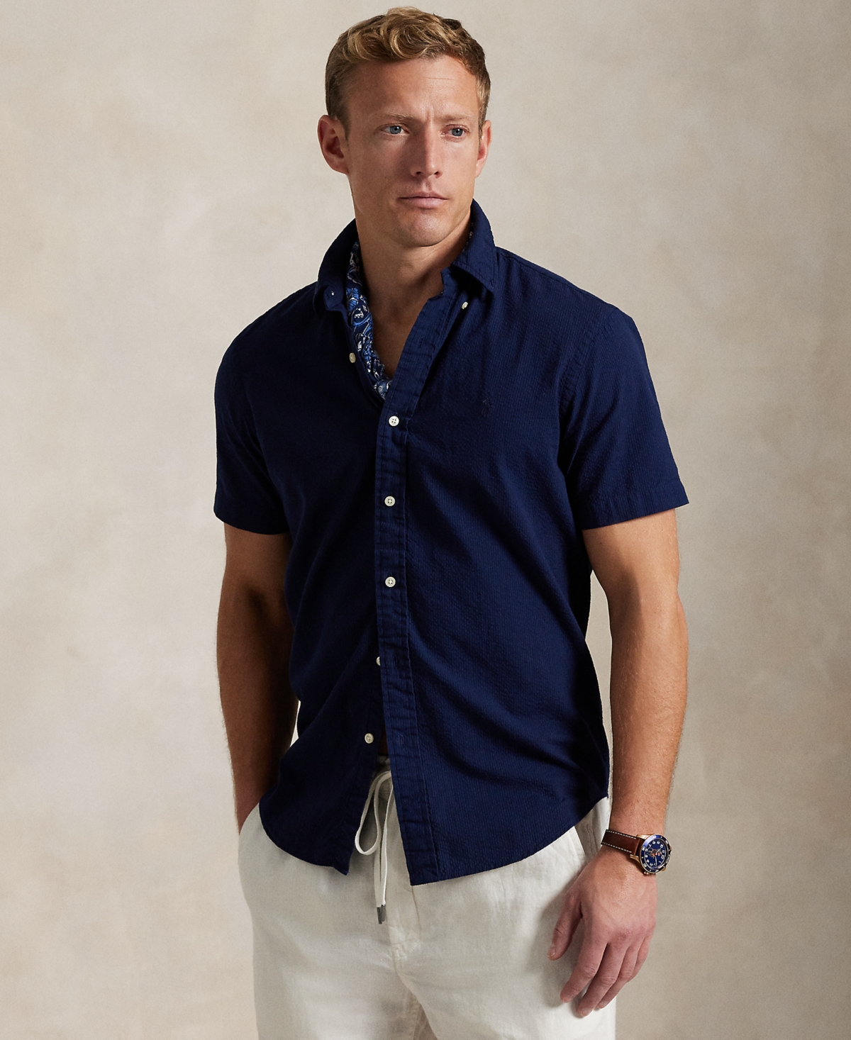 Polo Ralph Lauren Men's Rl Prepster Classic-Fit Seersucker Shirt - Astoria Navy