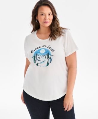 Style & Co - Plus Size Peace On Earth Graphic T-Shirt