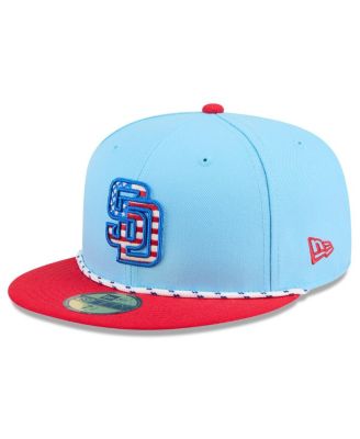 New Era - Men's Light Blue/Red San Diego Padres 2025 Fourth of July 59FIFTY Fitted Hat