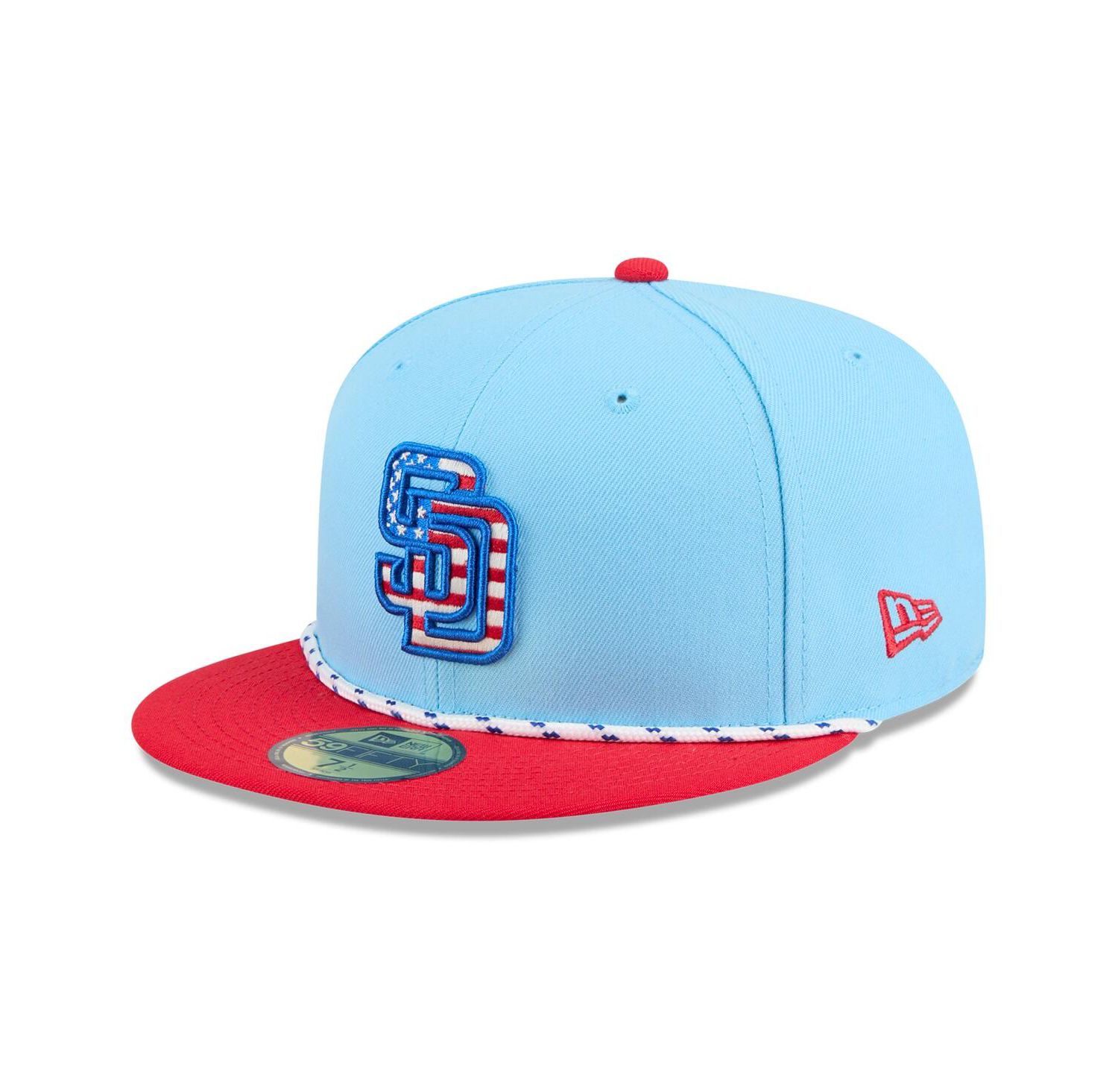 Men's Light Blue/Red San Diego Padres 2025 Fourth of July 59FIFTY Fitted Hat