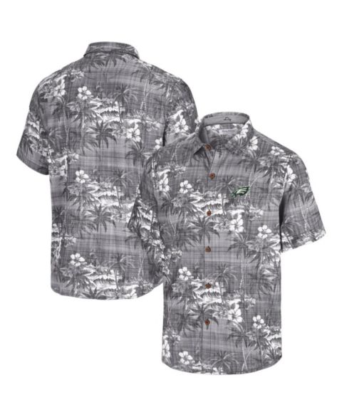 Мужская рубашка Tommy Bahama Black Philadelphia Eagles Coconut Point Isla Palmetta Camp Button-Up