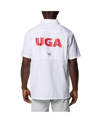 Men's White Georgia Bulldogs PFG Slack Tide Omni-Shade Button-Up Camp Shirt