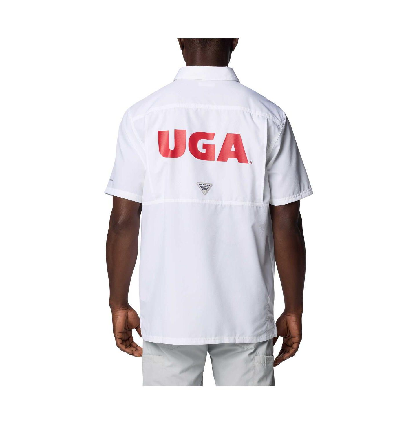 Мужская рубашка Columbia White Georgia Bulldogs PFG Slack Tide Omni-Shade Button-Up Camp — фото 2