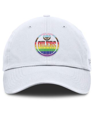 Men's White Edmonton Oilers PRIDE Adjustable Hat