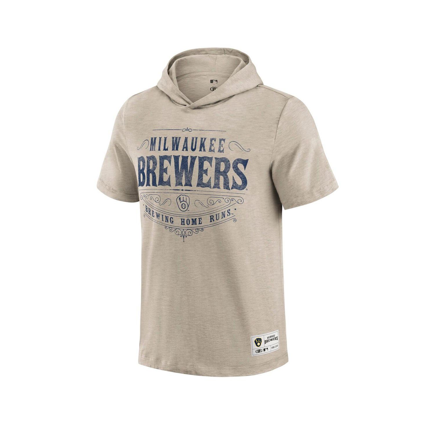 Darius Rucker Collection by Men's Tan Milwaukee Brewers Hooded T-Shirt
