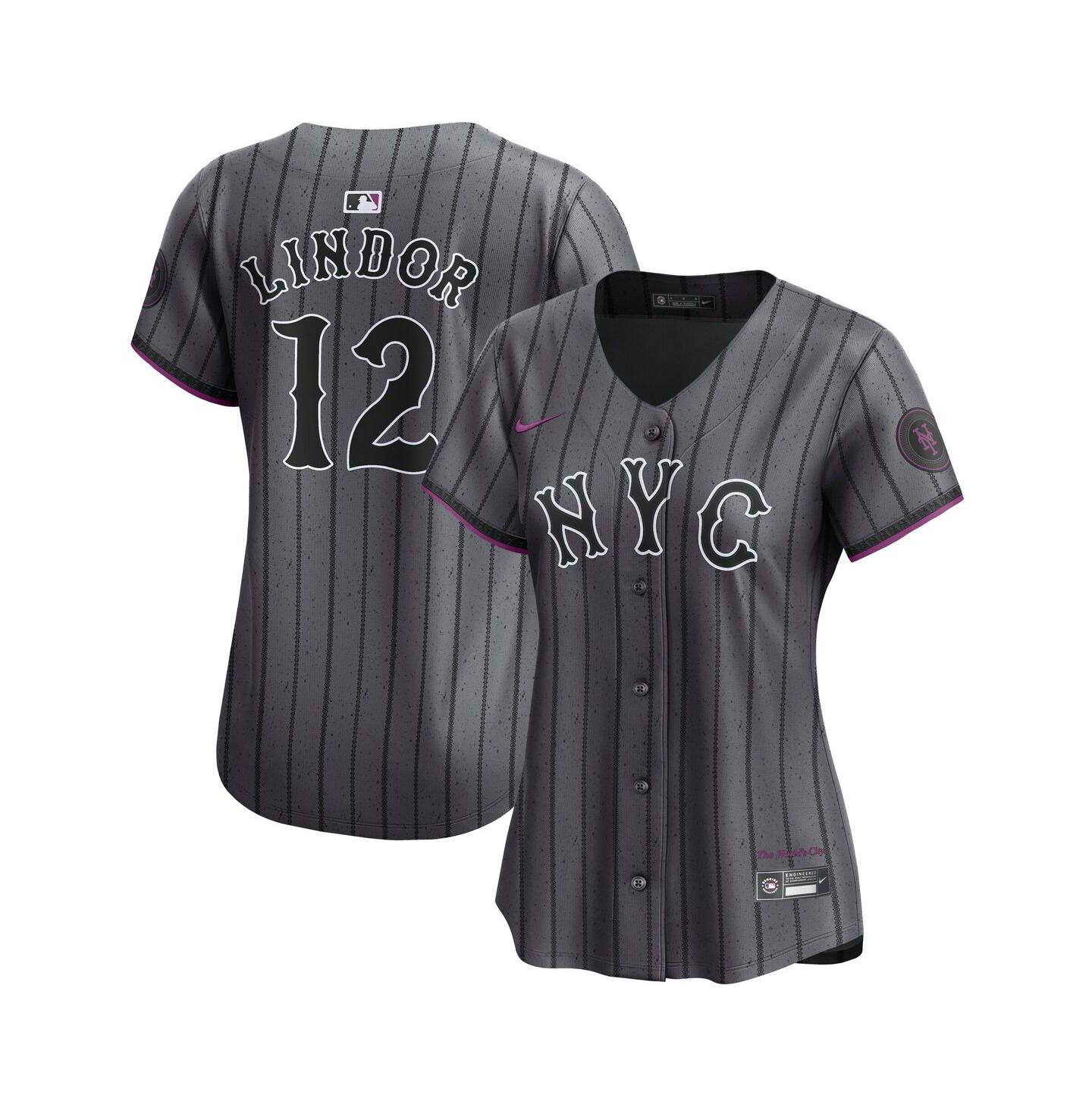 Женский топ Nike Francisco Lindor Gray New York Mets City Connect Limited Jersey — фото 1