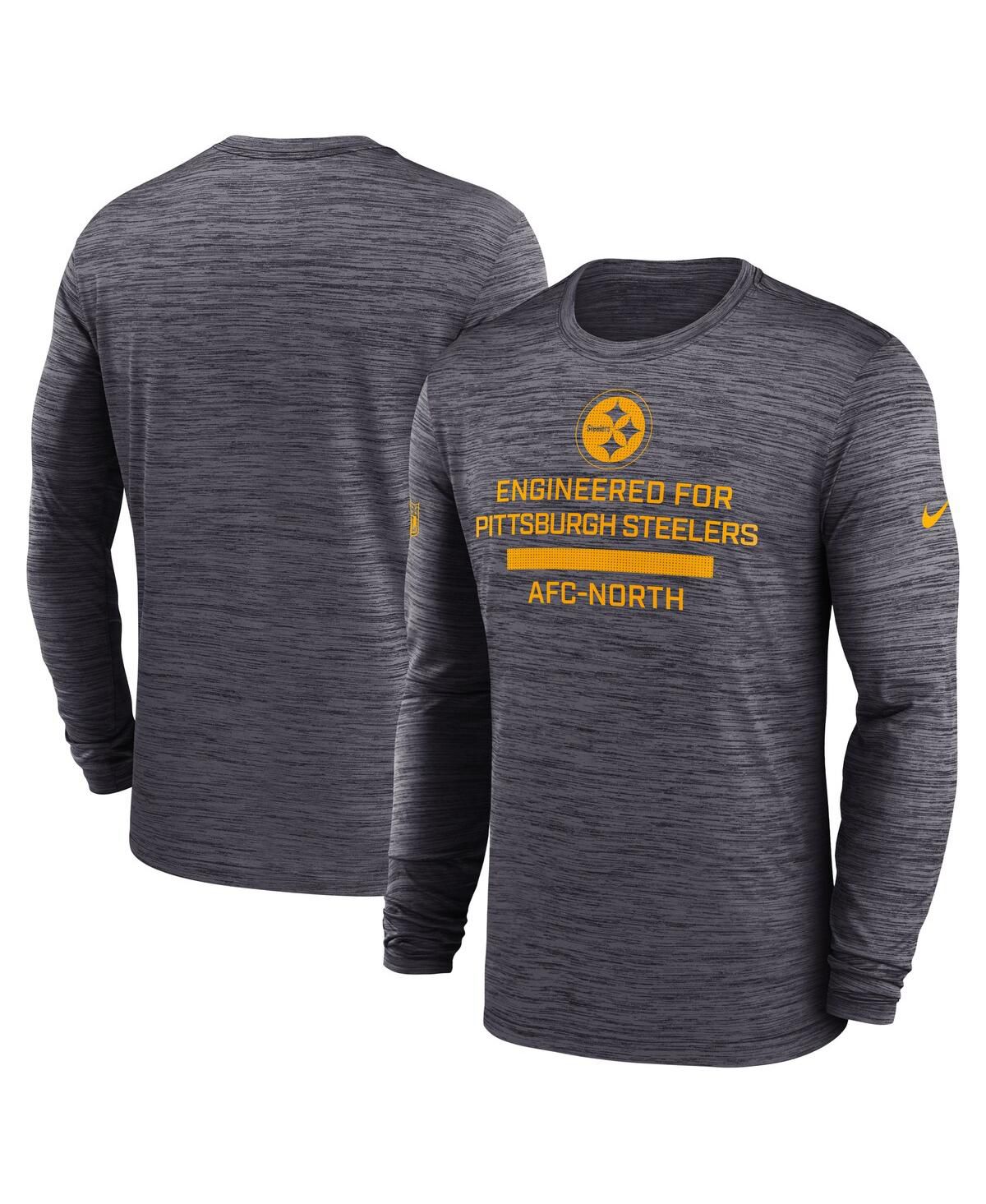 Мужская черная футболка с длинным рукавом Pittsburgh Steelers Sideline Velocity Performance