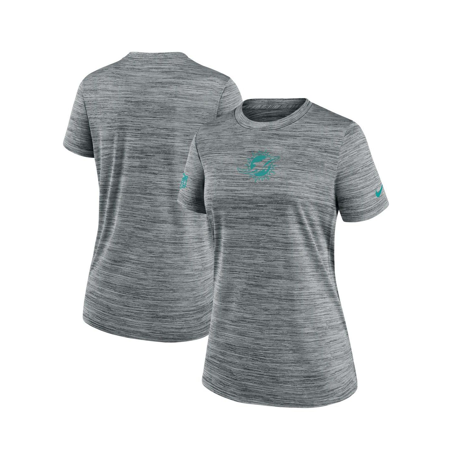 Женская футболка Nike Gray Miami Dolphins Sideline Velocity Performance — фото 1