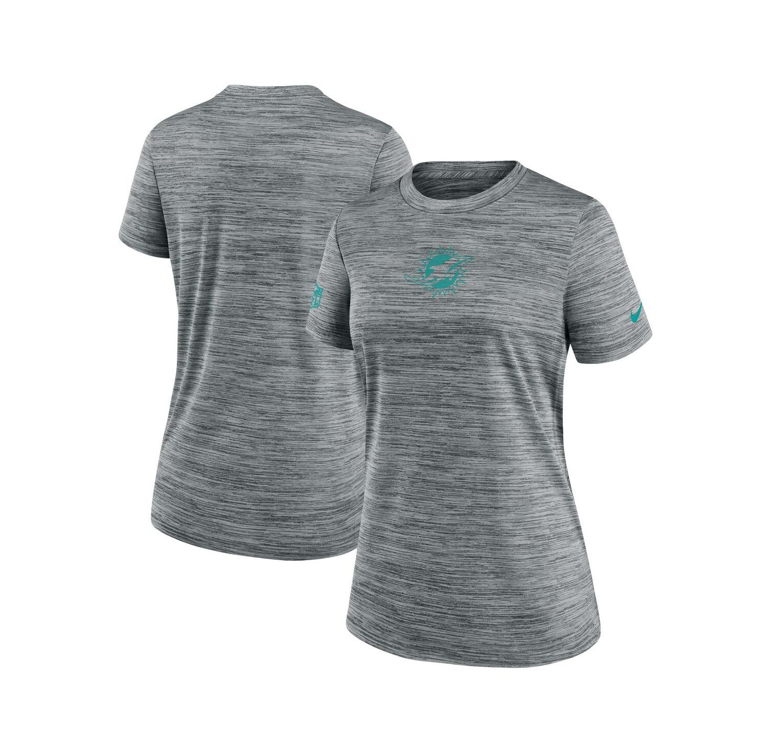 Women's Gray Miami Dolphins Sideline Velocity Performance T-Shirt