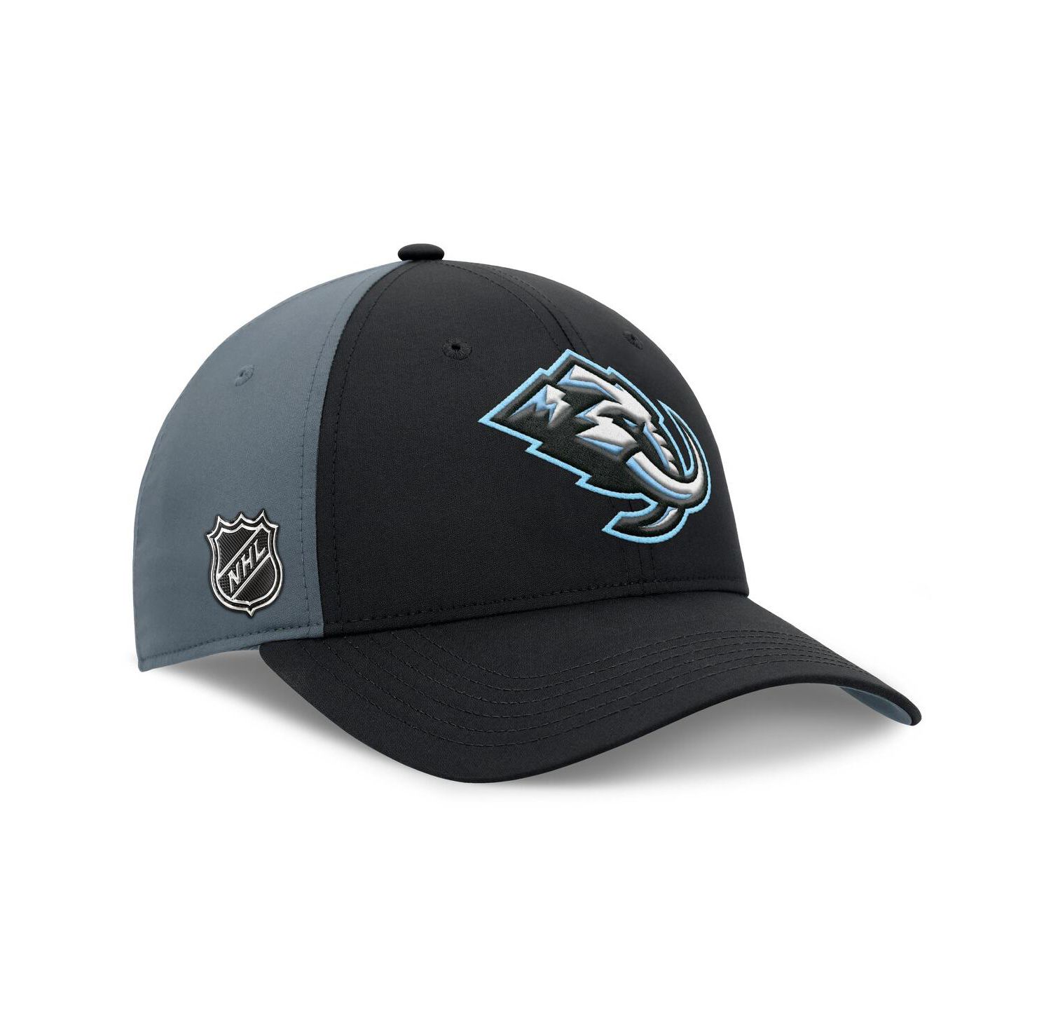 Men's Black/Charcoal Utah Mammoth Primary Logo Adjustable Hat