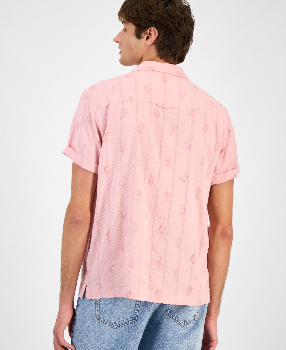 Sun + Stone Men's Seersucker Camp Shirt, Macy's Exclusive In Pink