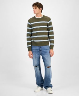 Men's Striped Crewneck Sweater, Macy's Exclusive
