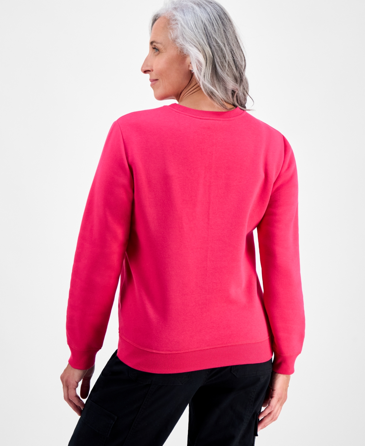 Style & Co Petite Crewneck Long-sleeve Fleece Sweatshirt, Created For Macy's