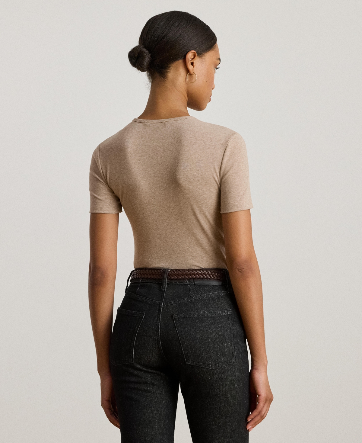 Ralph Lauren Lauren  Stretch Cotton T-shirt In Gray