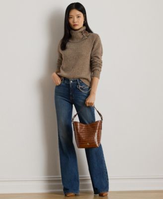 Women's Buckle-Trim M&eacute;lange Turtleneck Sweater