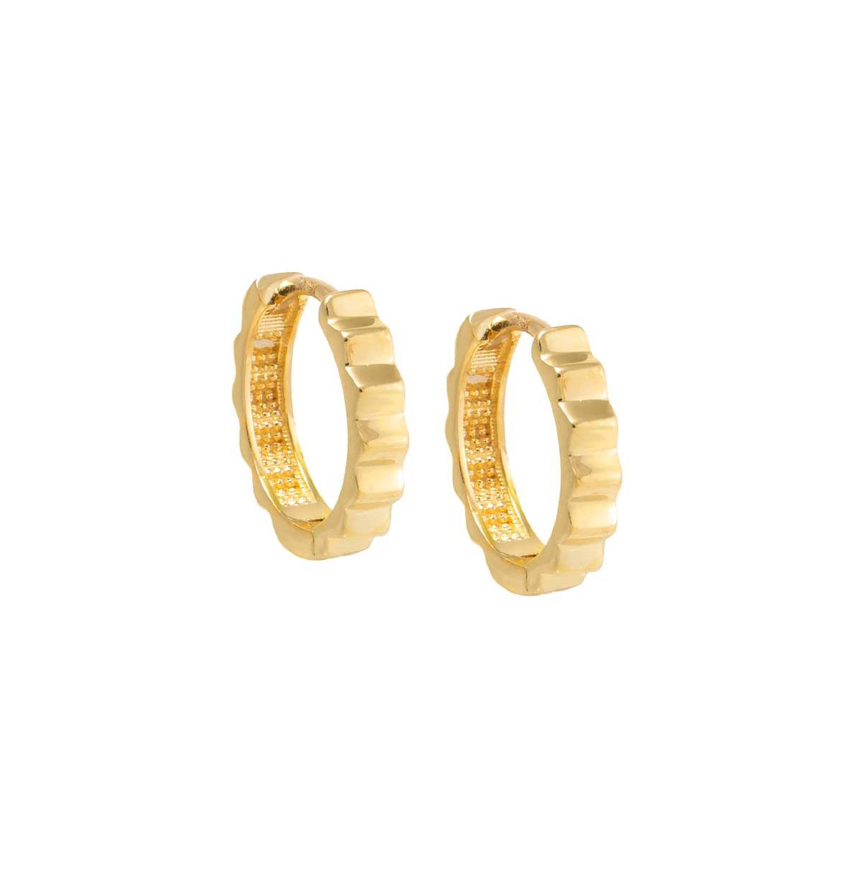 Solid Indented Thin Huggie Earring 14K - 14k gold
