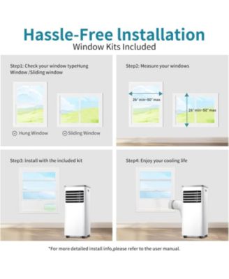 8,000 BTU Portable AC for Rooms up to 350 Sq.ft – Quiet, Remote Control, Digital Display, Easy Install Window Kit, Ideal for Home & Office