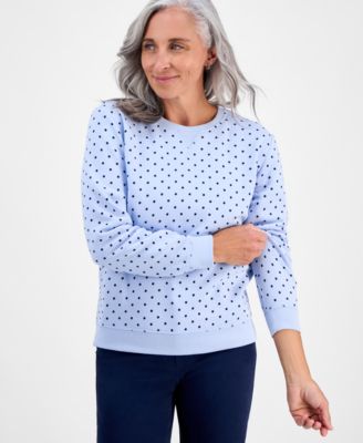 Style & Co - Petite Polka Dot Crewneck Sweatshirt