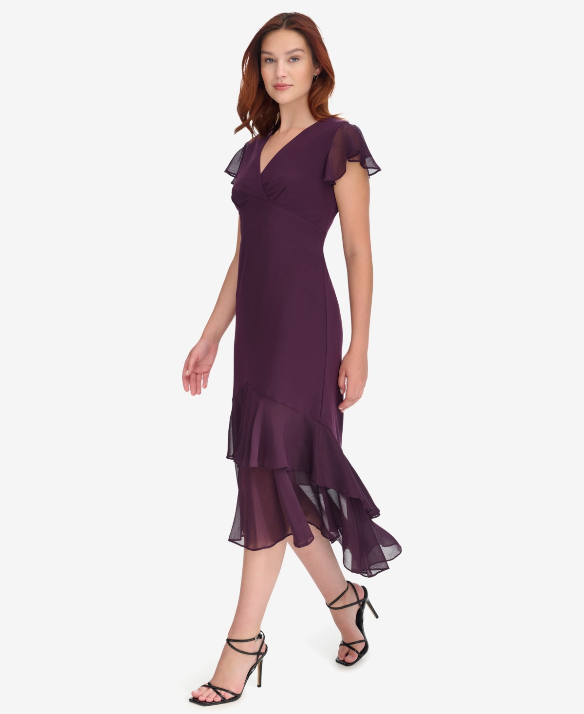 Tommy Hilfiger Mixed Media High-low Dress In Purple