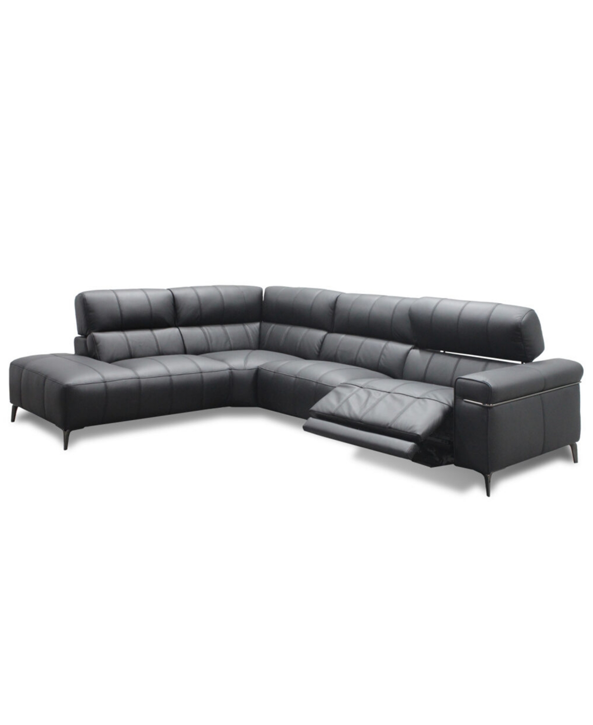 Macy's Wyndill 2-pc. Leather Sectional With 1 Power Recliner, Exclusively At  In Black