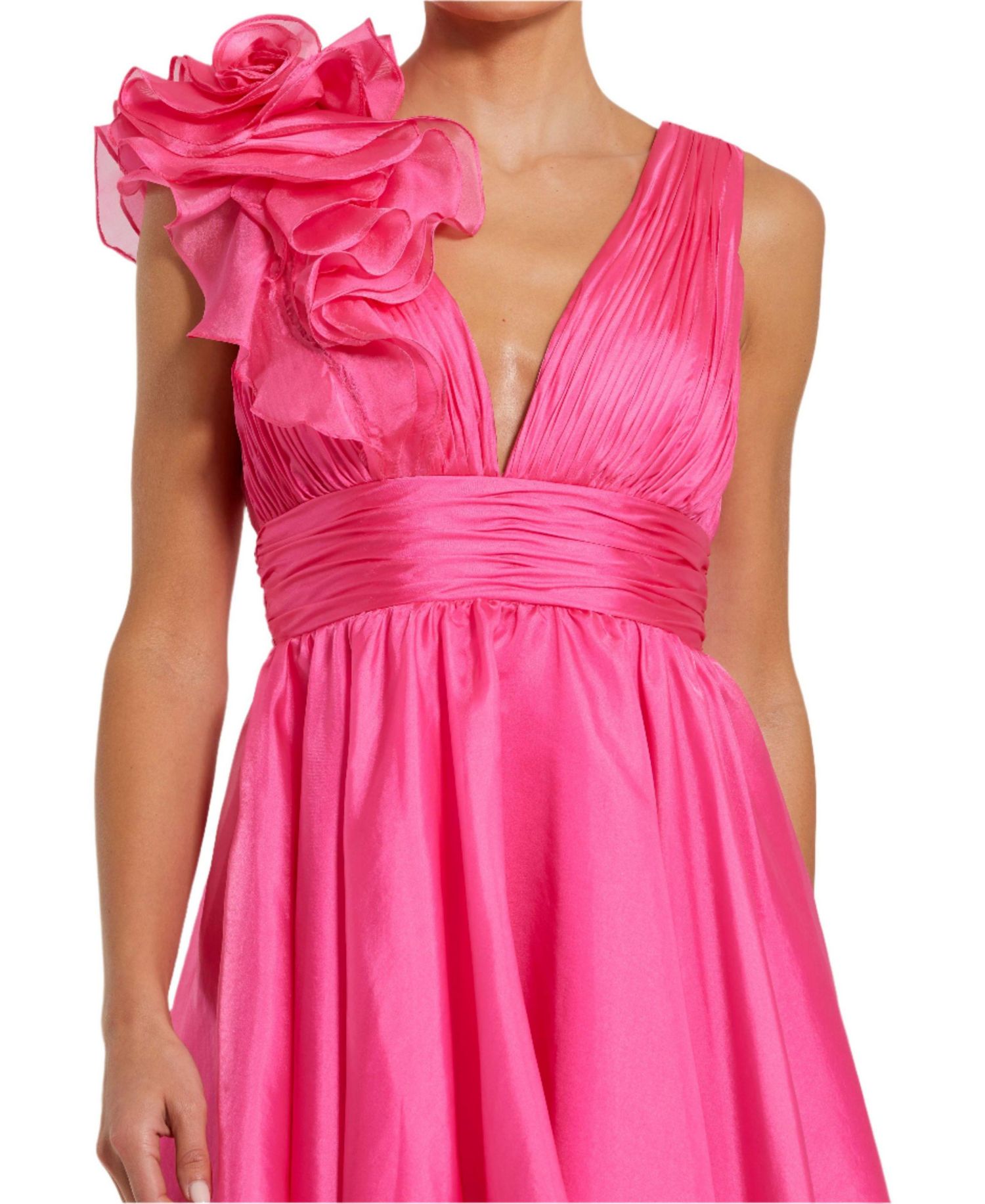 Women's Ruffle V Neck Fit and Flare Mini Dress