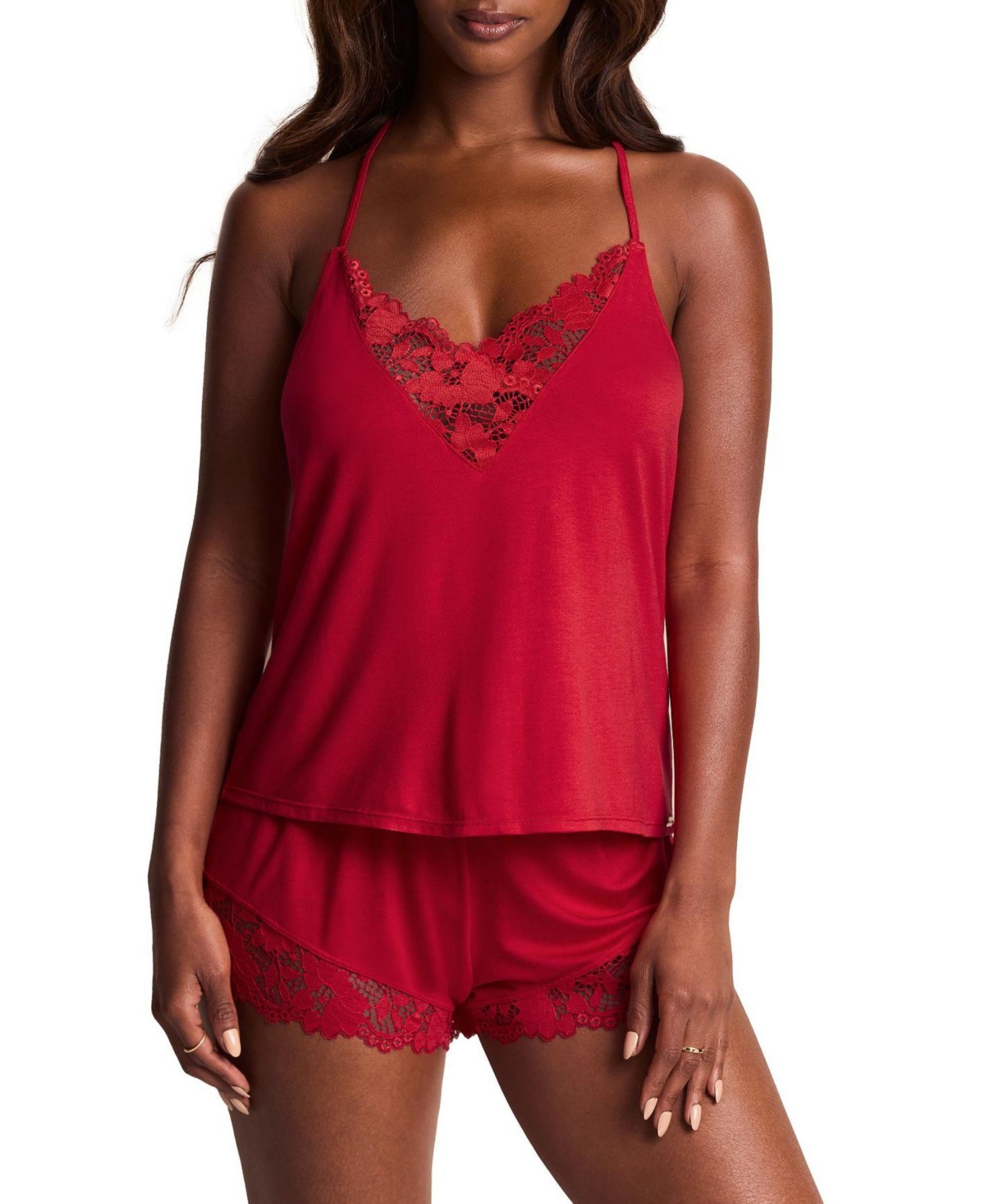 Jacky Women's Pajama Cami And Shorts Set - Dark red