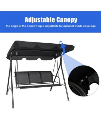 3 Person Steel Frame Patio Porch Swing with Polyester Angle and Adjustable Canopy